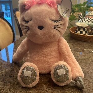 Pink Plush Cat with Glitter Paws